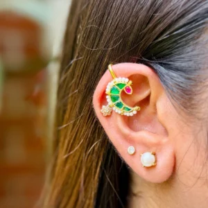 Ruby Green Kundan Bugadi Earrings for Women