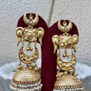 Mat Gold Finish Long Earrings