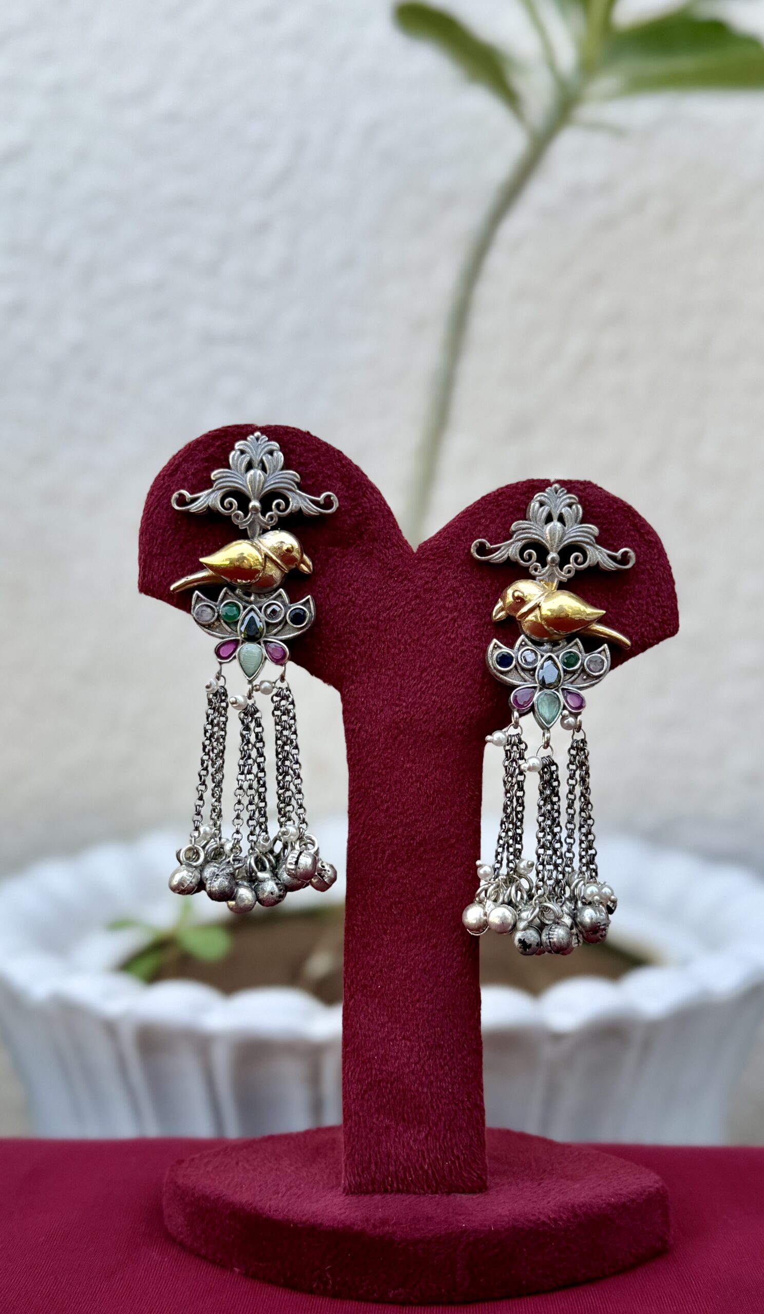 Dual Tone German Silver Earrings