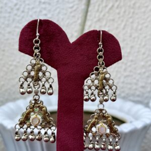 Dual Tone Long Earrings - AGE028