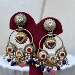 Kundan Fusion German Silver Earrings