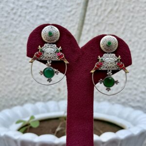 Ruby Birds Dual Tone Earrings