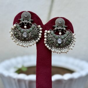 Mint Green German Silver Earrings