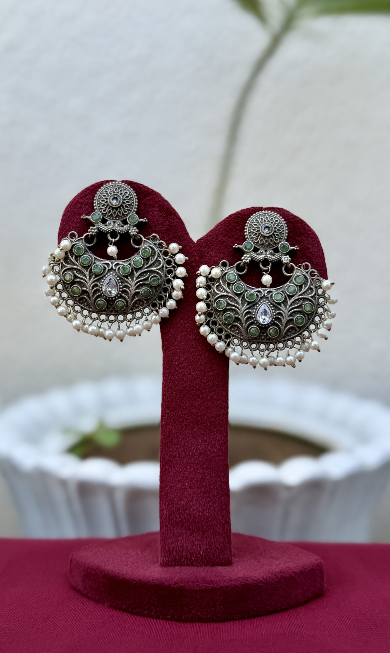 Mint Green German Silver Earrings