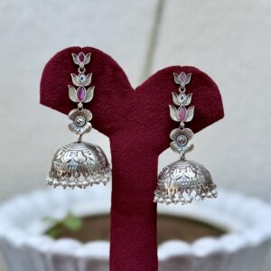 Ruby German Silver Earrings