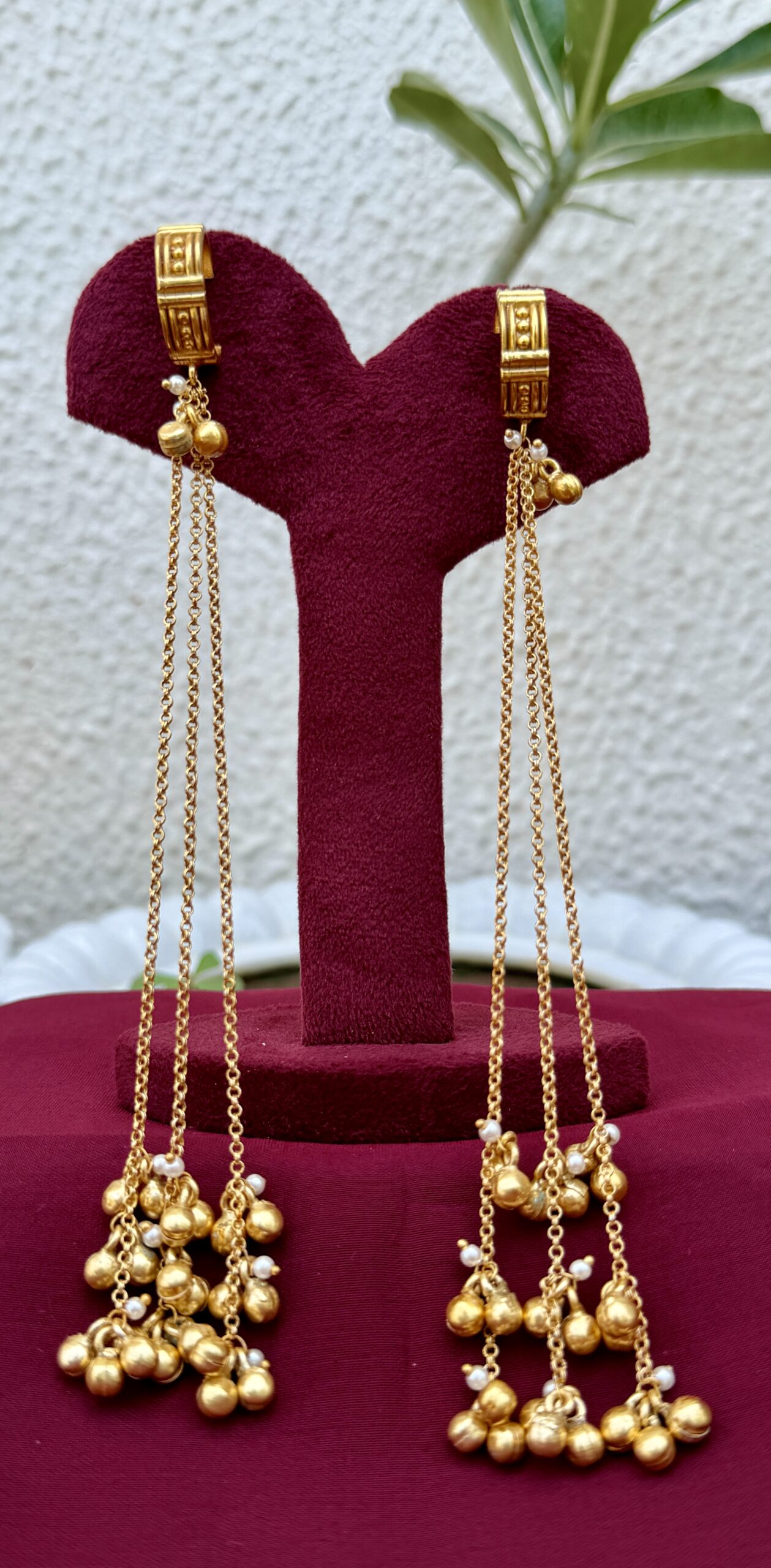 Golden Ghungroo Long Earrings