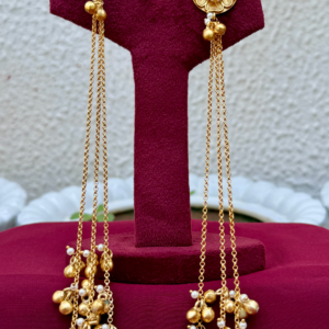 Golden Ghungroo Long Earrings - AGE051