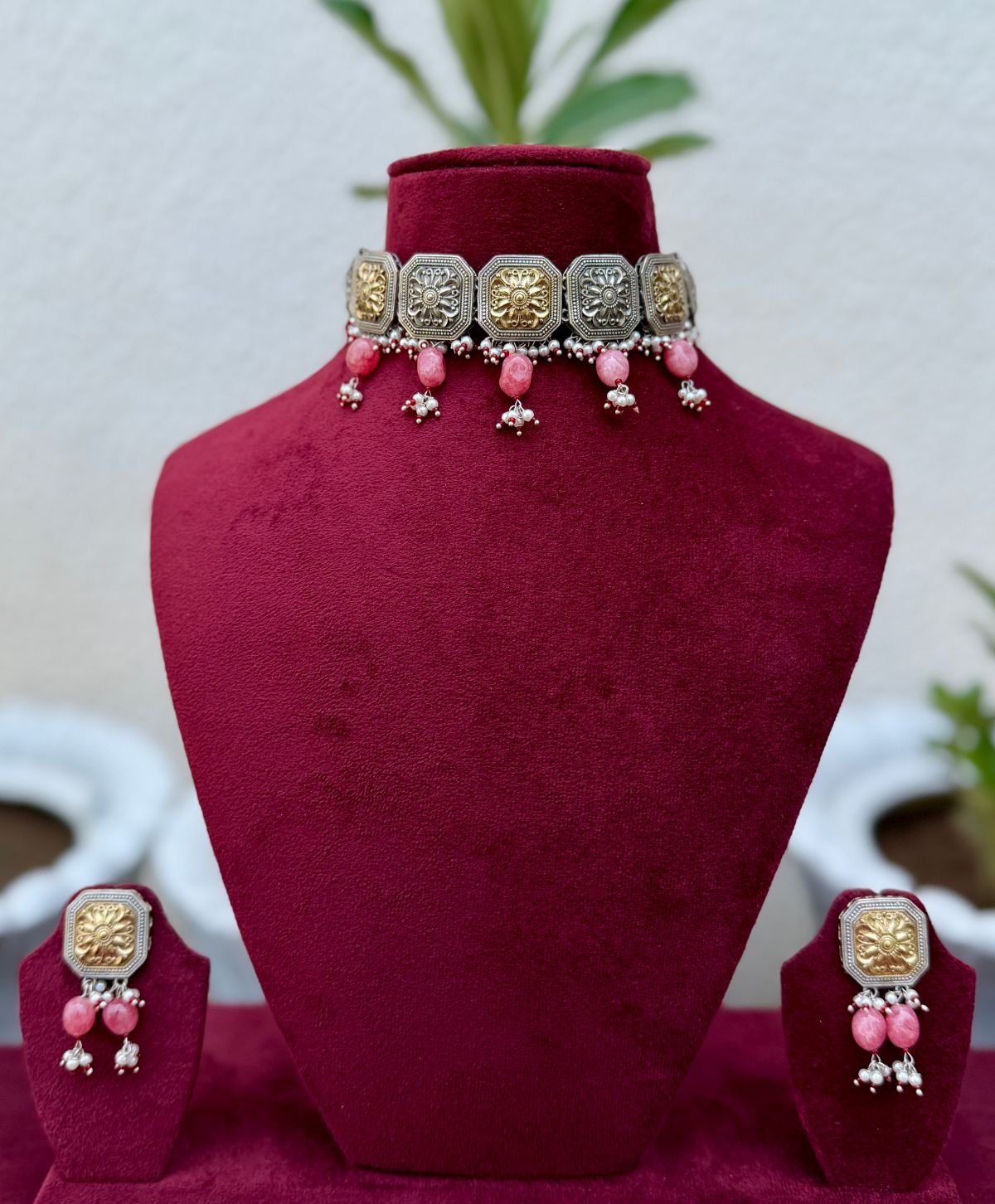 German Silver Gulabi Noor Choker for Women