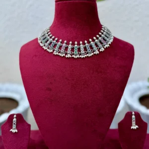 German Silver Navratna Necklace for Women