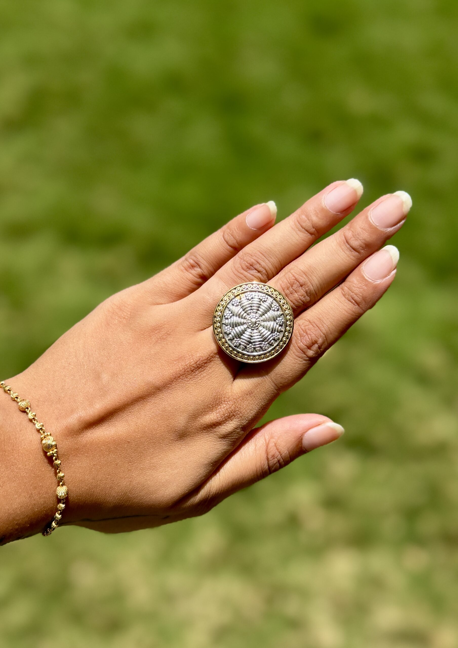 Dual Tone German Silver Ring