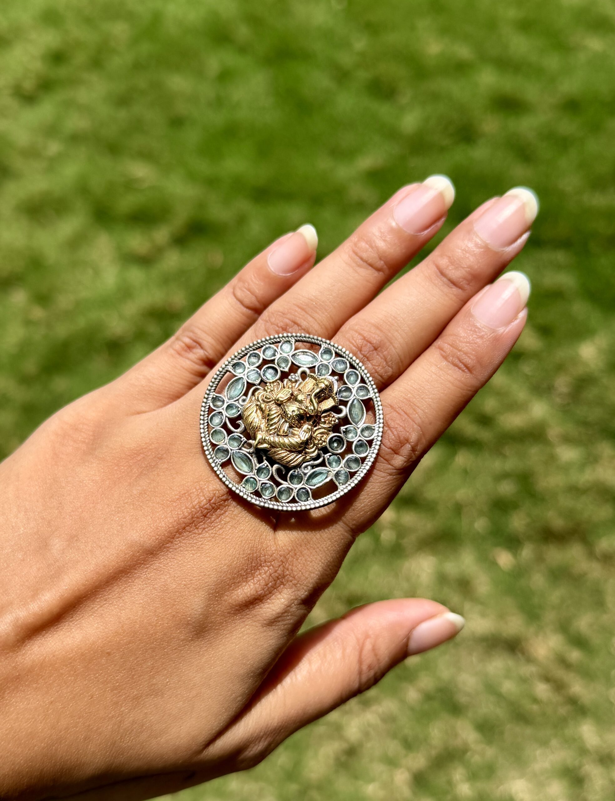 Mint Green Ganesha Ring