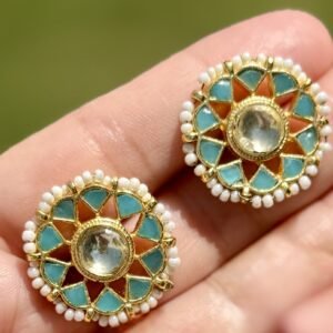 Turquoise Kundan Studs - AKE007