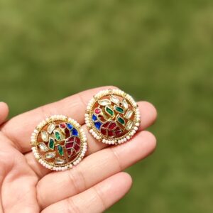 Peacock Kundan Studs