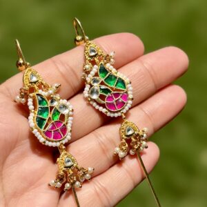 Peacock Kundan Needle Earcuffs