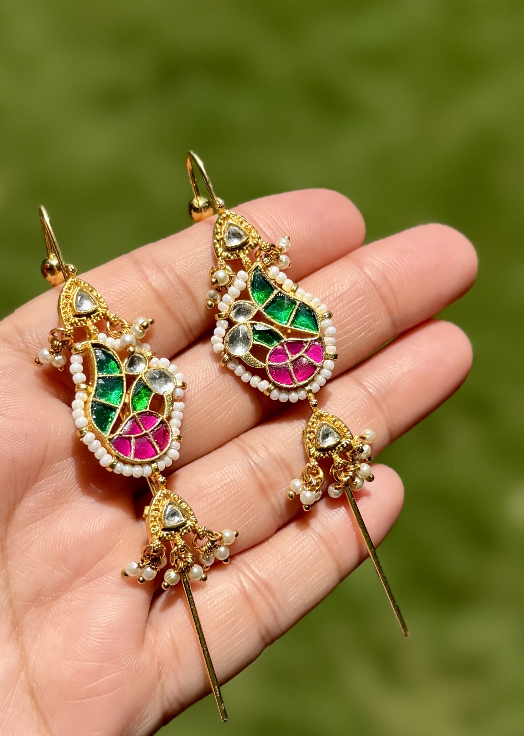 Peacock Kundan Needle Earcuffs
