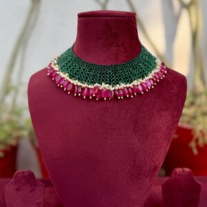 Green Rani Jhalar Necklace