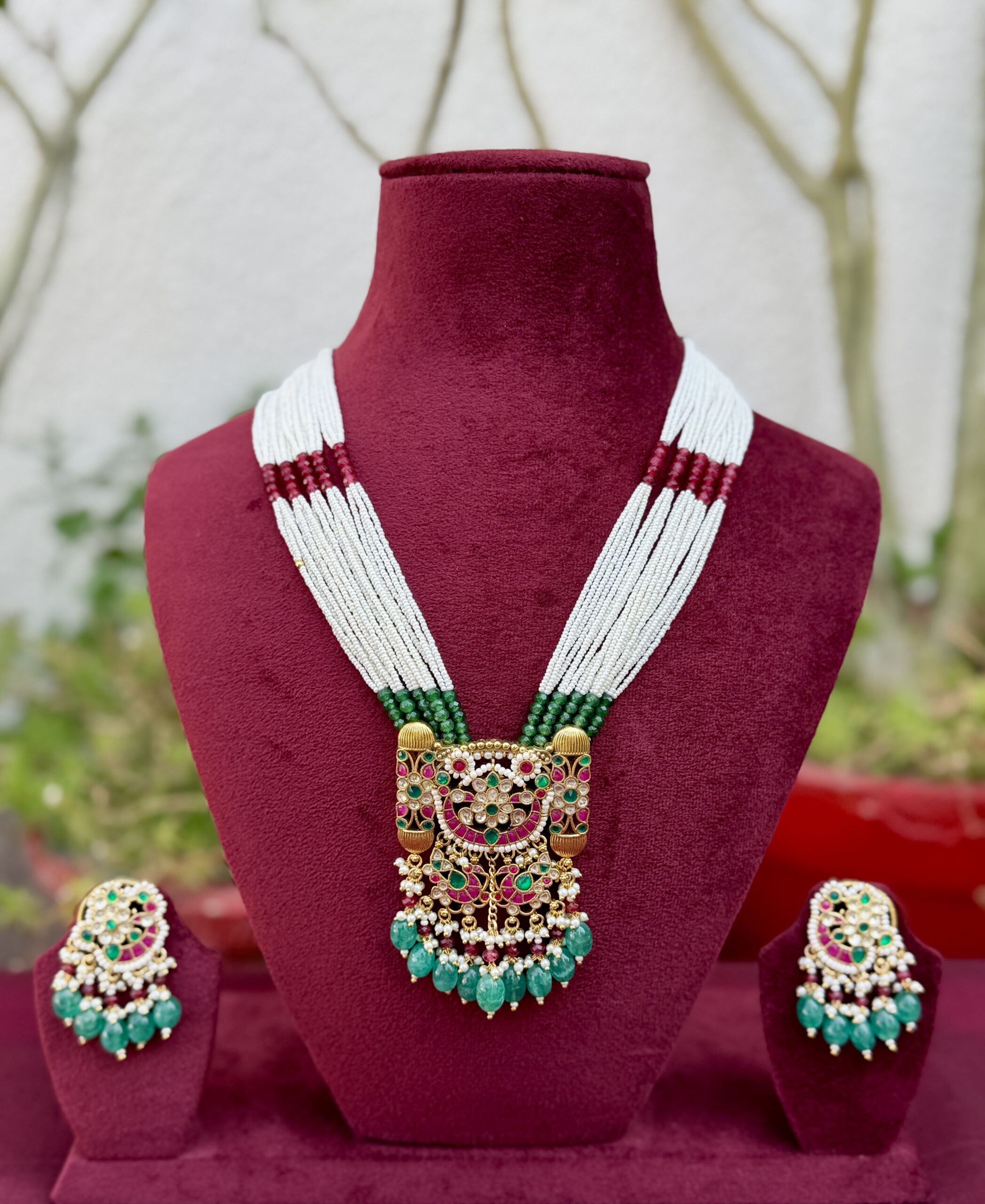 Pachi Kundan Long Necklace