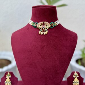 Pachi Kundan Peacock Choker