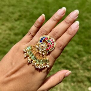Peacock Kundan Ring