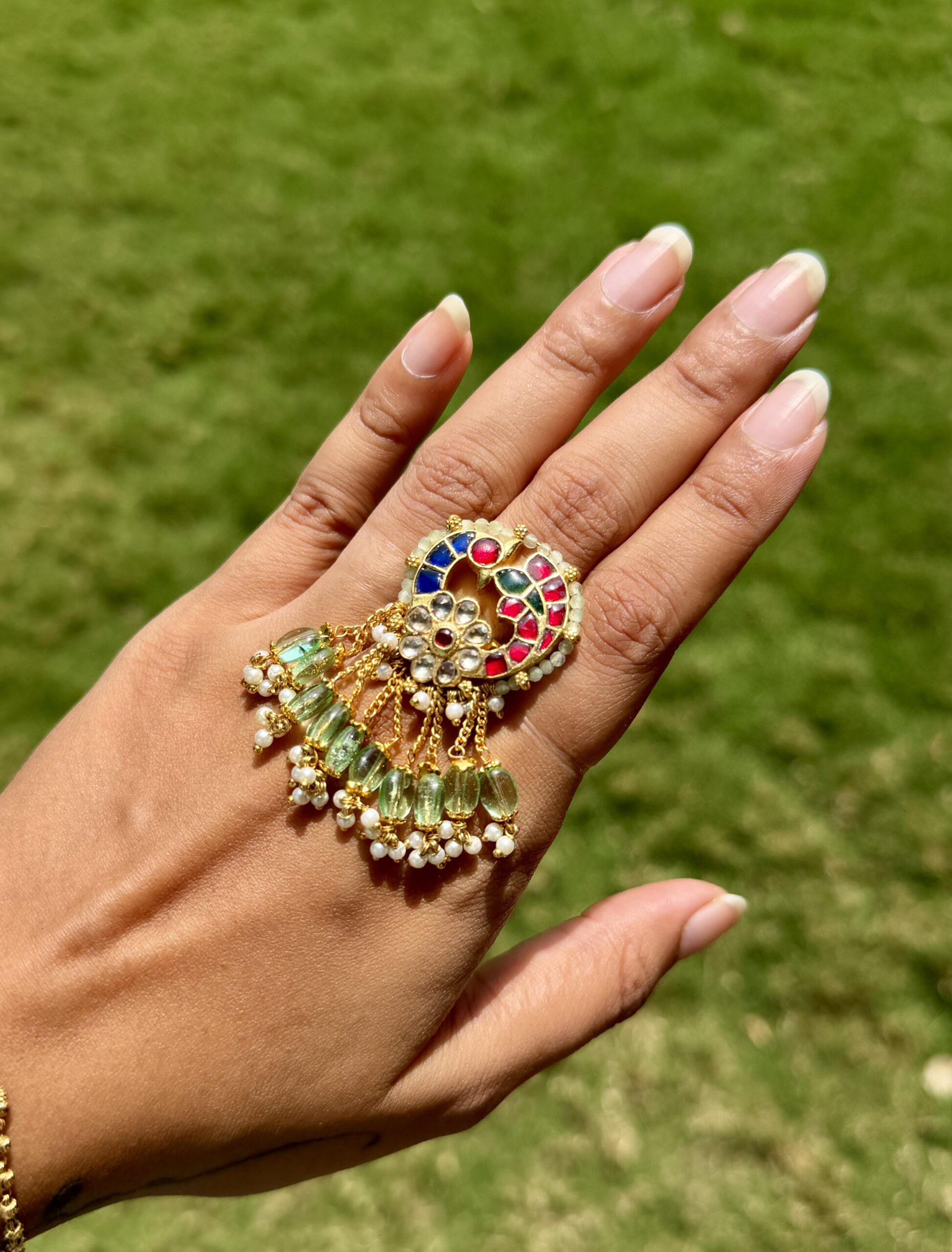 Peacock Kundan Ring