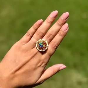 Mini Peacock Kundan Ring