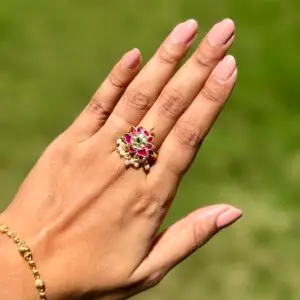 Mini Lotus Kundan Ring