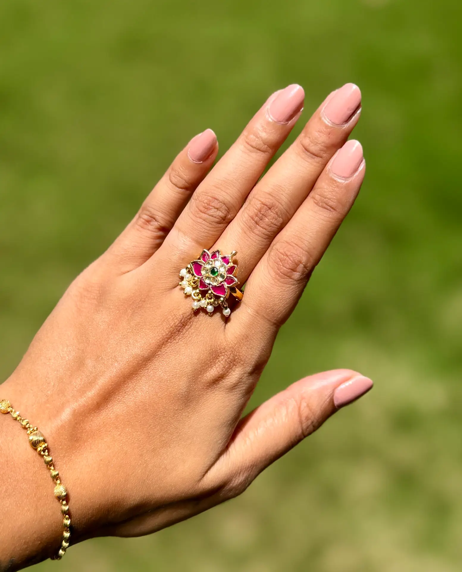 Mini Lotus Kundan Ring
