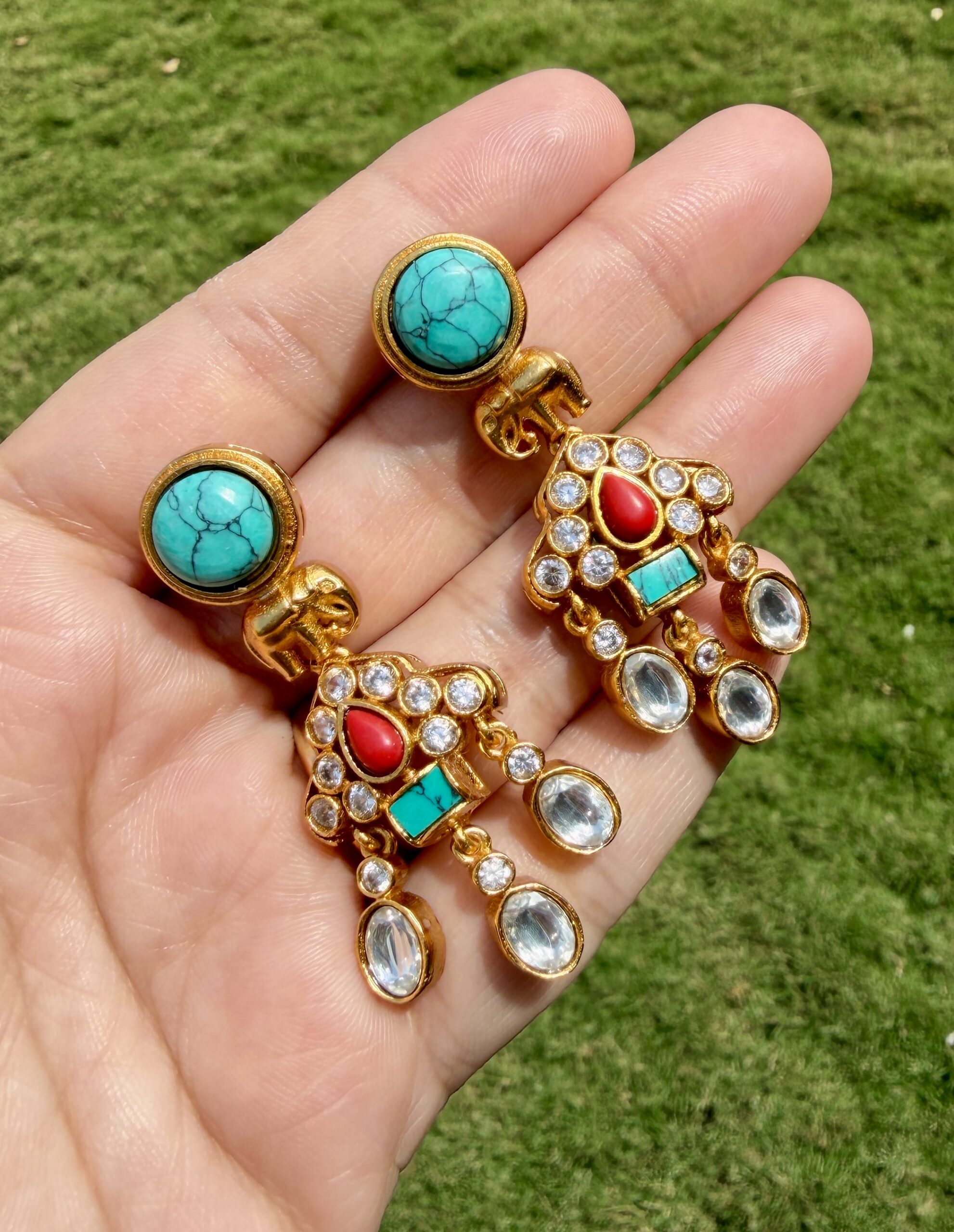 Turquoise Elephant Earrings