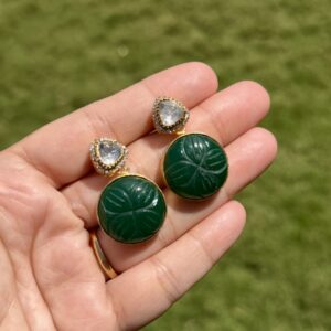 Green Polki Earrings