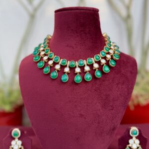 Green Stone Polki Necklace