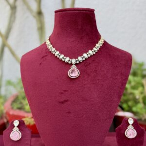 Soft Pink Polki Kundan Necklace