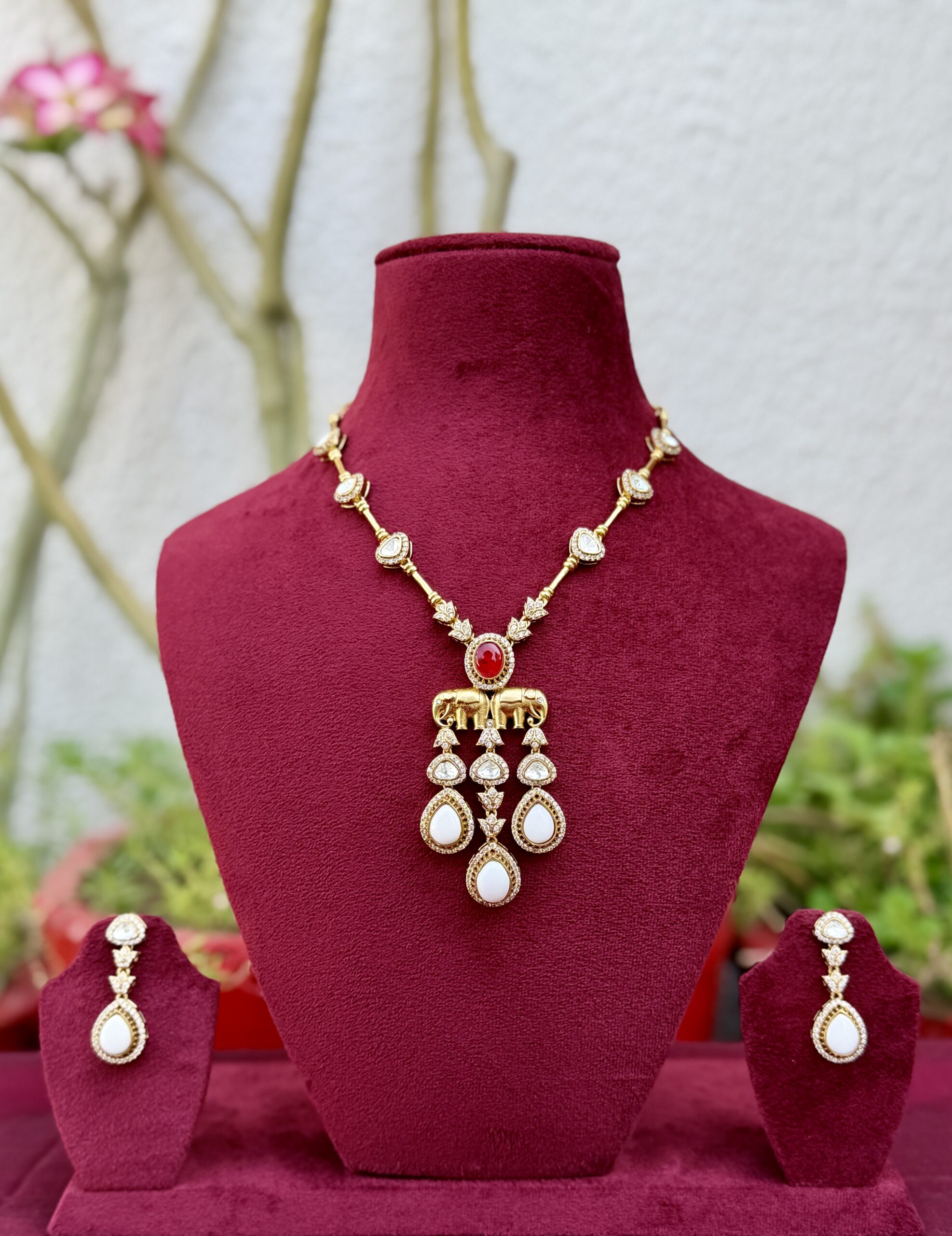 Elephant Polki Long Necklace