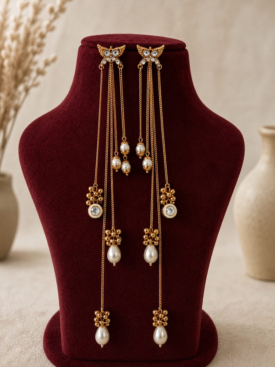 Pearl white Kashmiri Earrings - AGE054