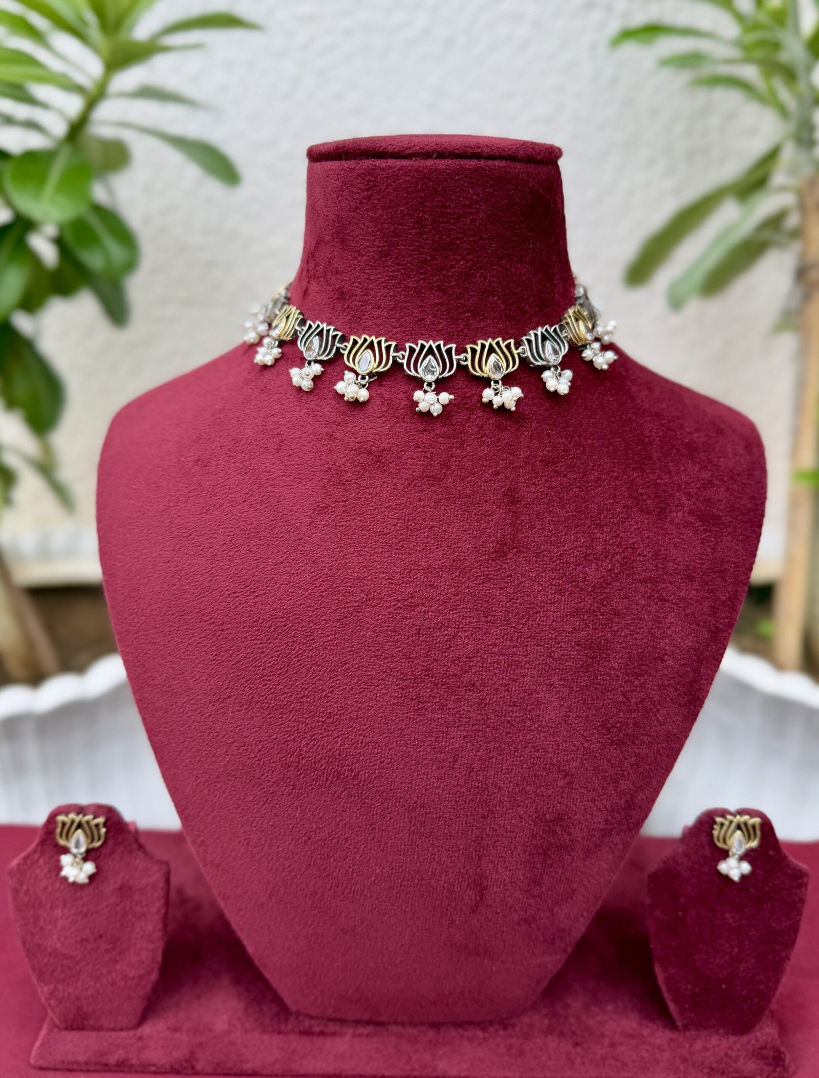 Dual tone Lotus Necklace - AGN016