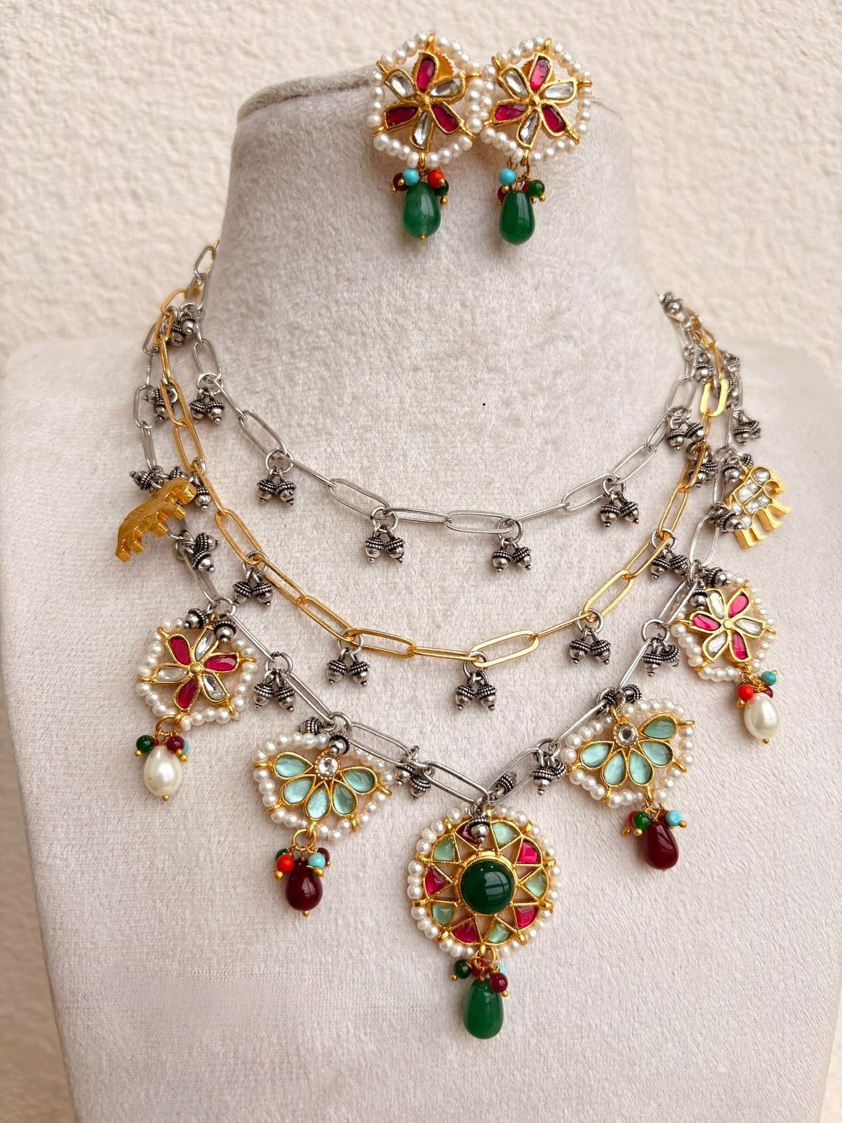Three Layer Hanging Necklace - AGN028