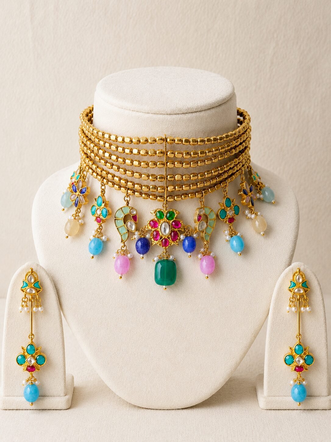 Multi Kundan Fusion Choker - AKN052