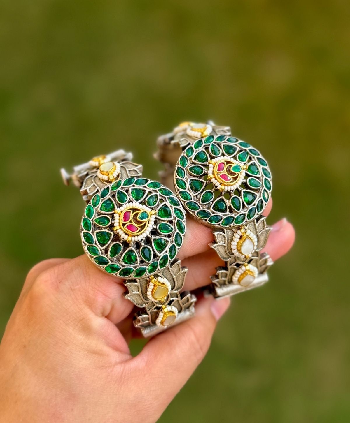 German Silver Fusion Kadas for Women