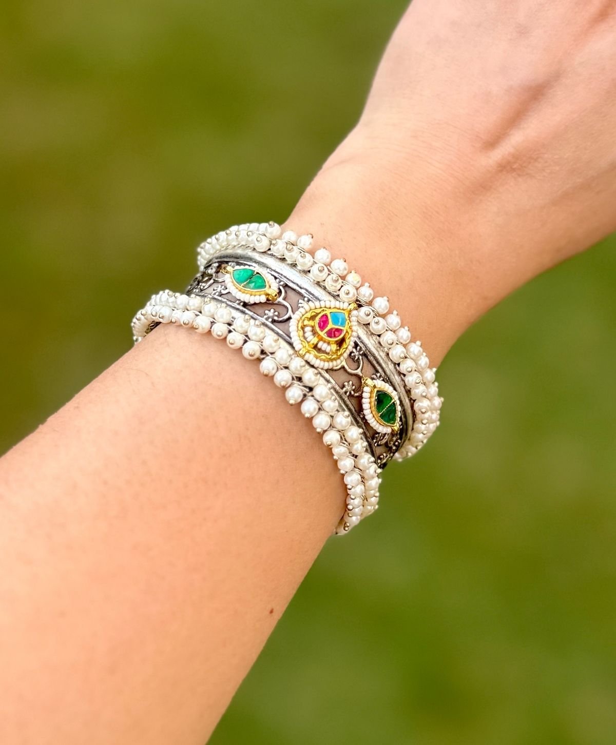 German Silver Fusion Adjustable Kada for Women