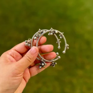 German Silver Ghungroo Adjustable Bangles for Women