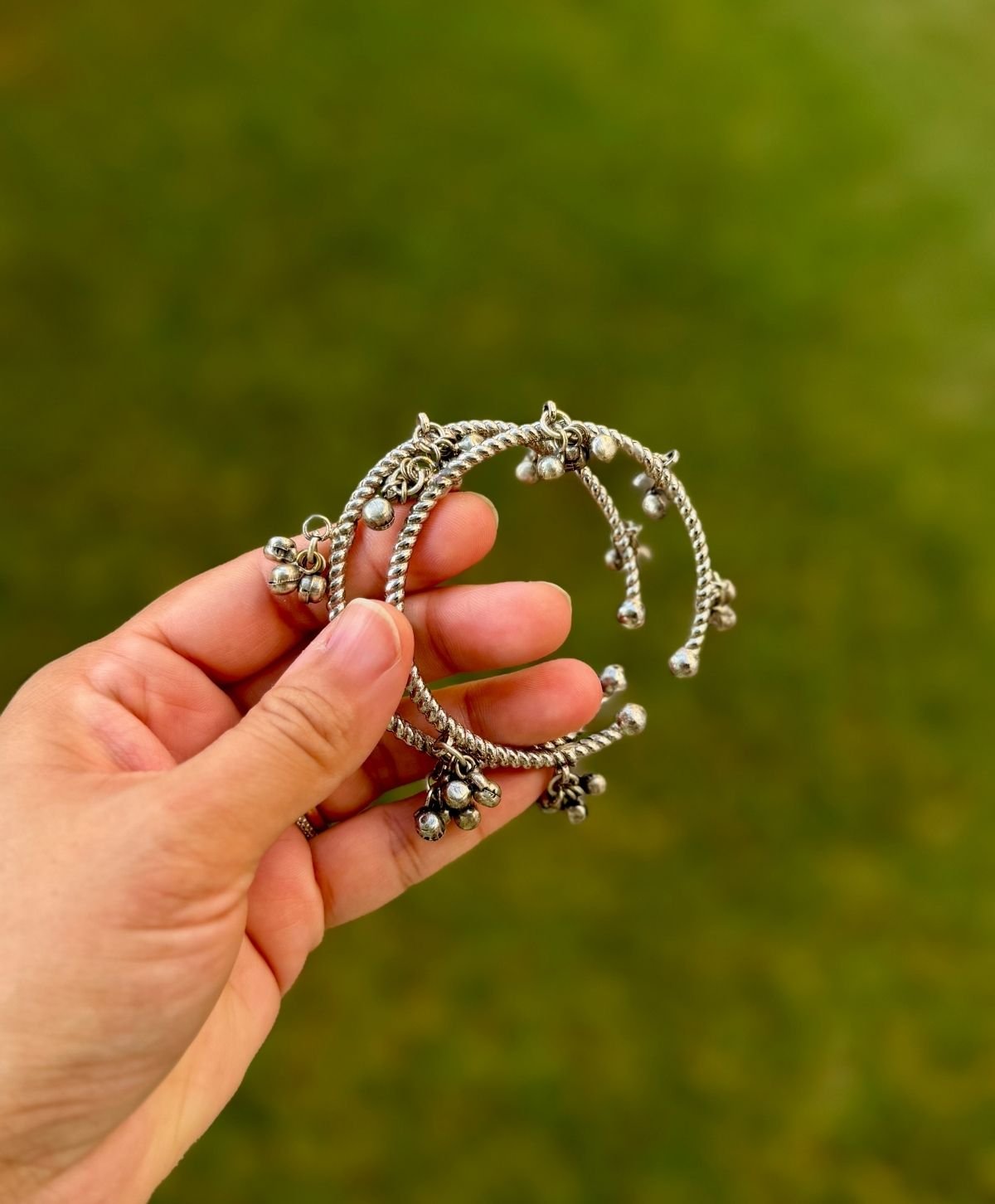 German Silver Ghungroo Adjustable Bangles for Women
