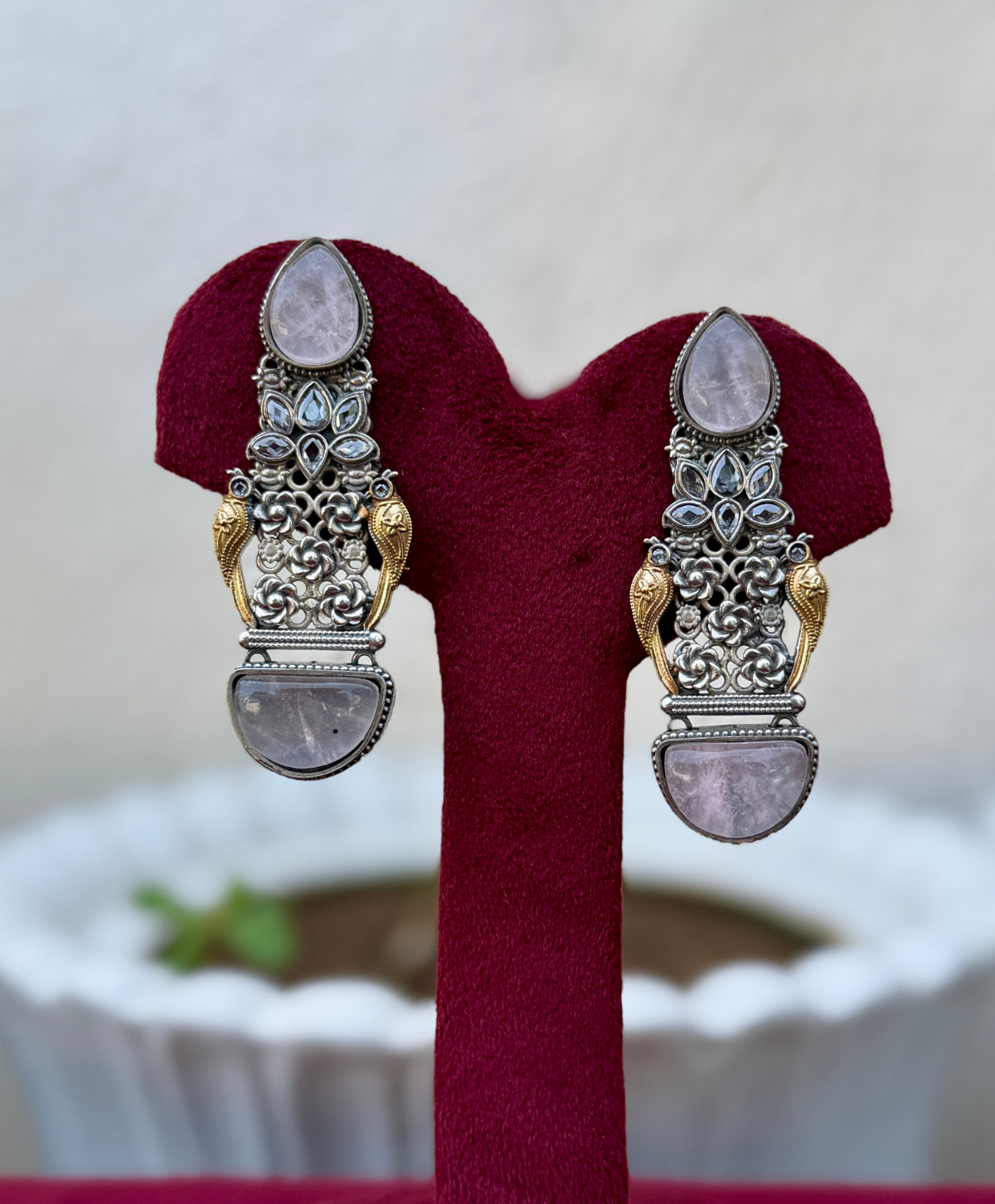 Dual Tone German Silver Earrings for Women