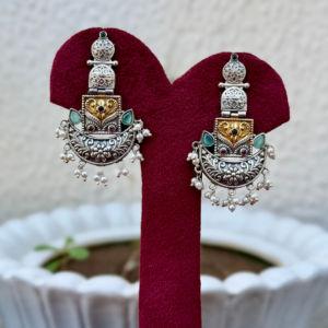 Dual Tone German Silver Earrings for Women