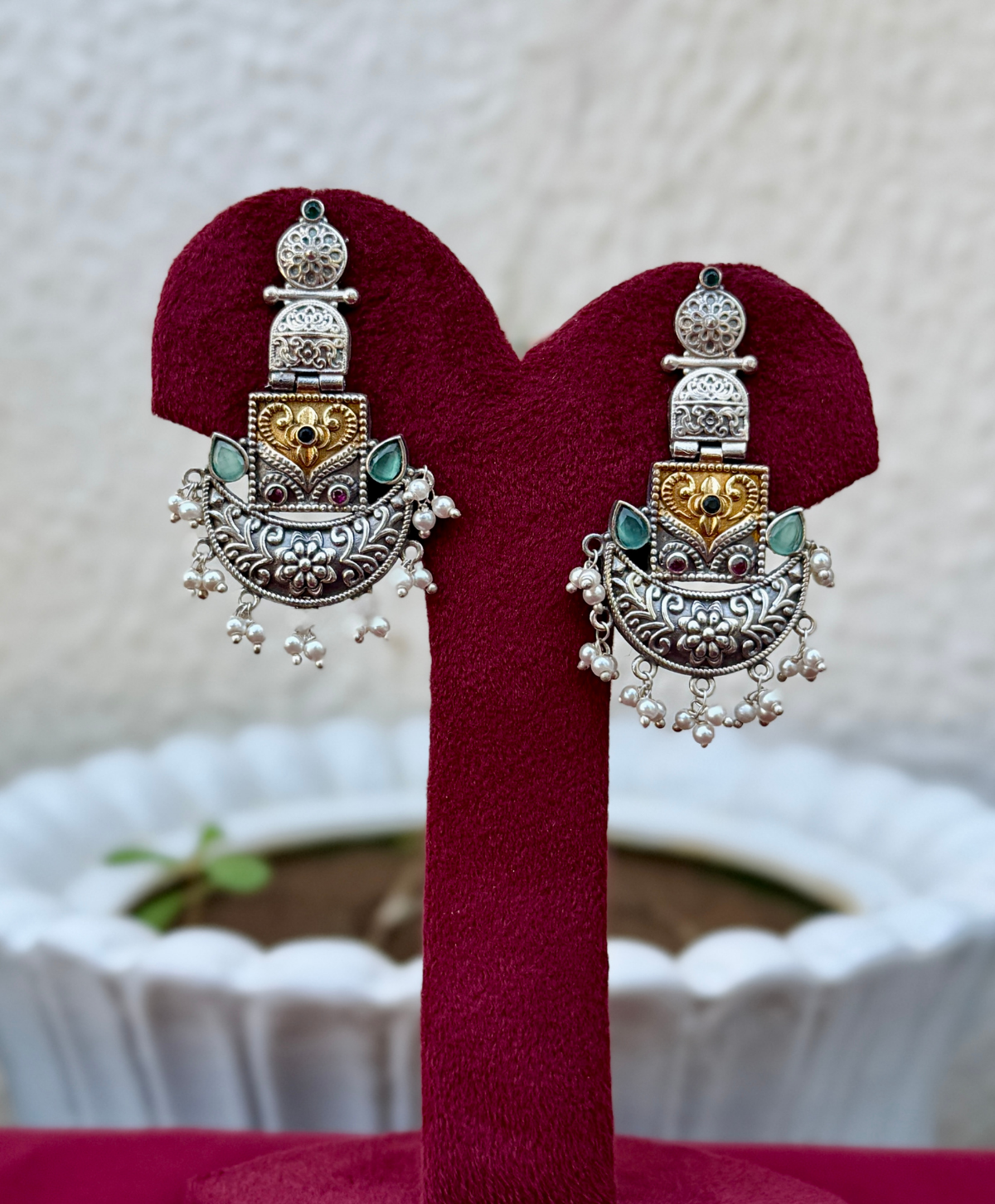 Dual Tone German Silver Earrings for Women