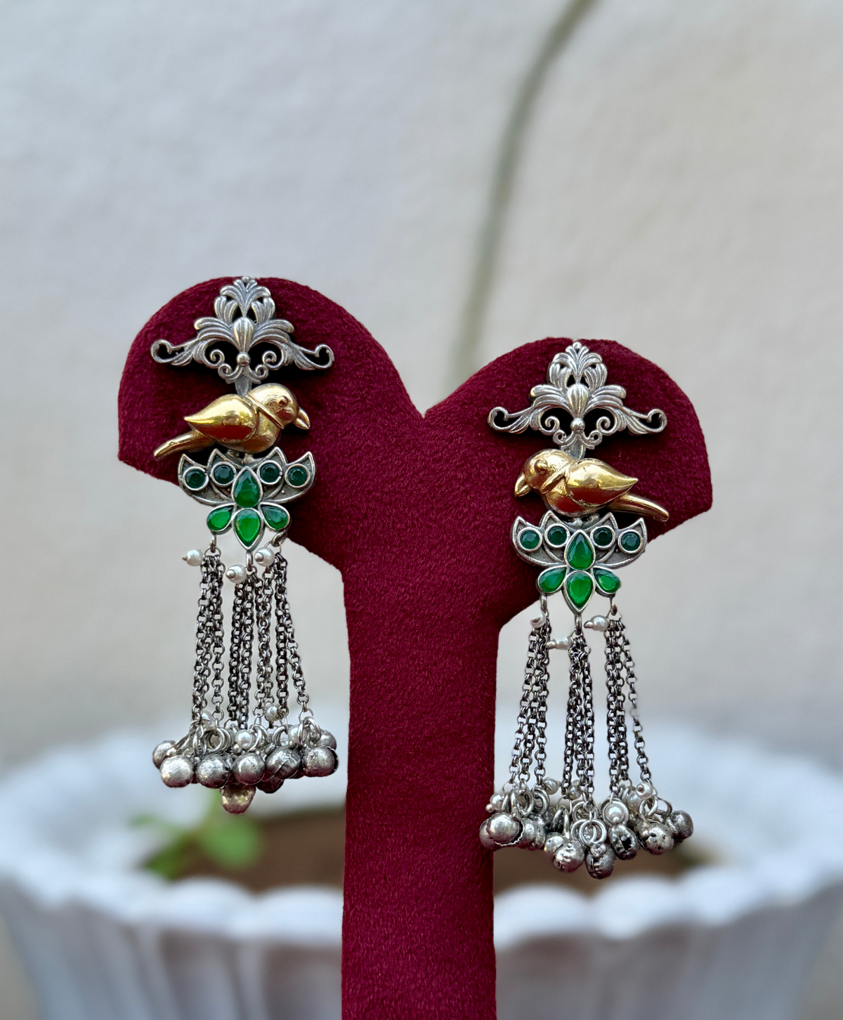 Dual Tone German Silver Earrings for Women