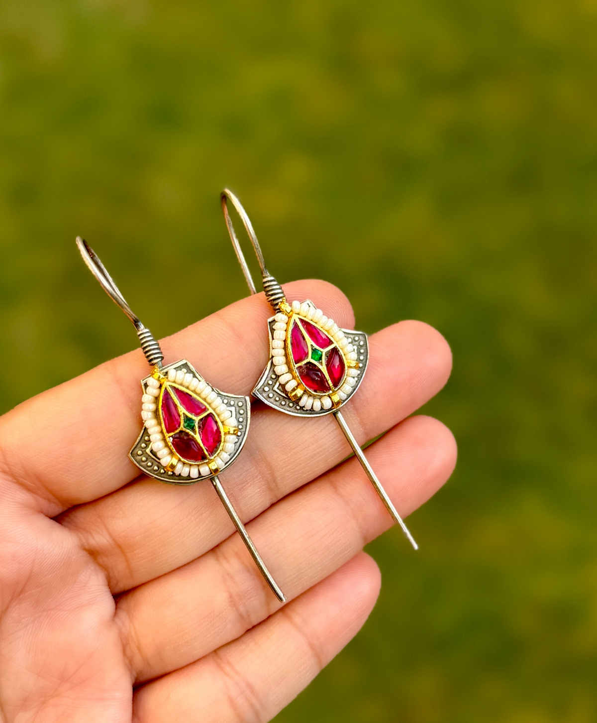 German Silver Needle Earcuffs for Women