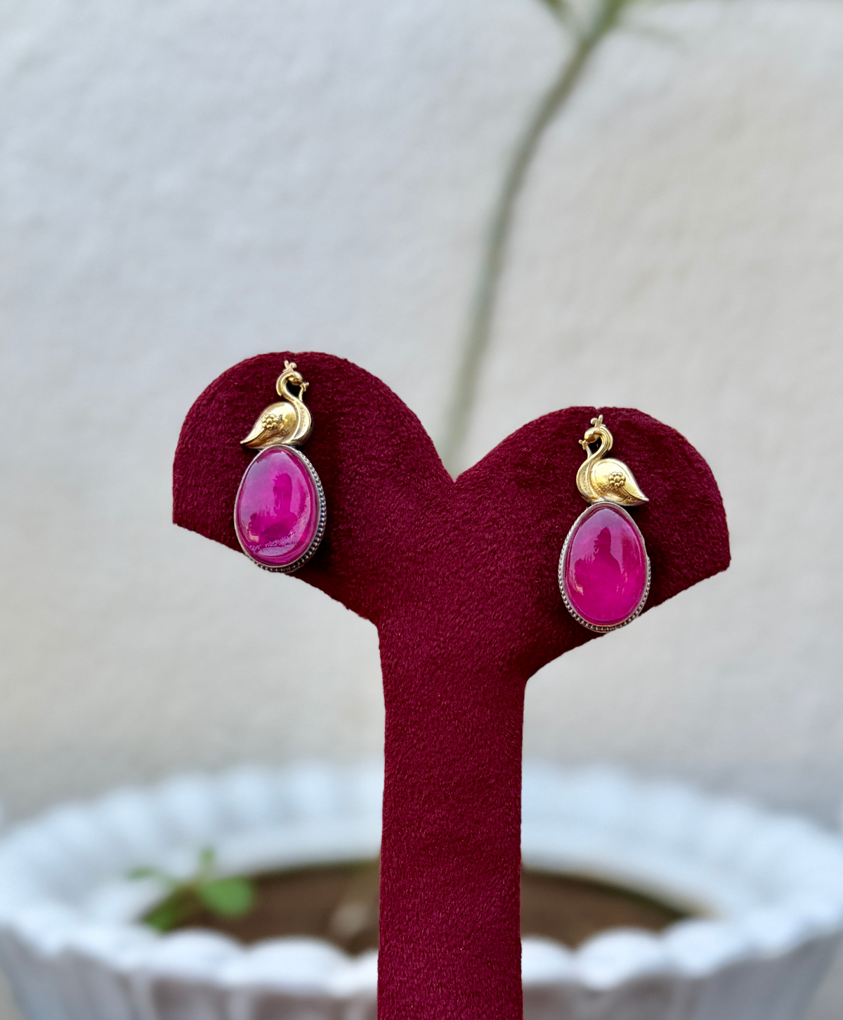 German Silver Mini Peacock Earrings for Women