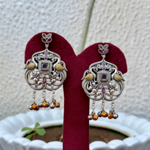 Dual Tone German Silver Earrings - AGE027