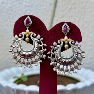 Dual Tone German Silver Earrings - AGE030
