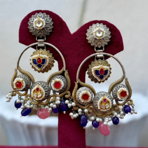 Kundan Fusion German Silver Earrings - AGE031
