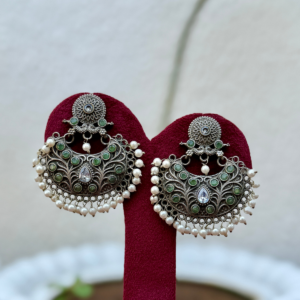 Mint Green German Silver Earrings - AGE037